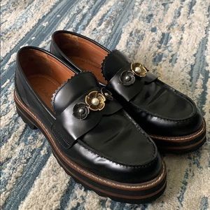 Coach Black Leather Loafers - Size US 7